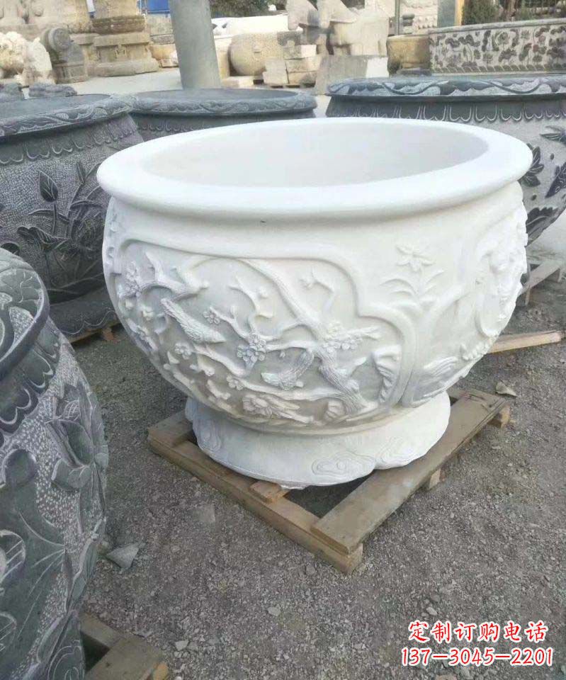 宁波汉白玉圆形水缸