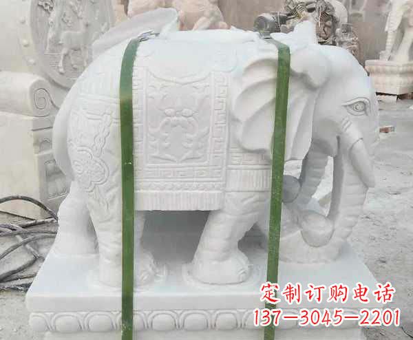 宁波瑞气四溢的汉白玉招财大象雕塑