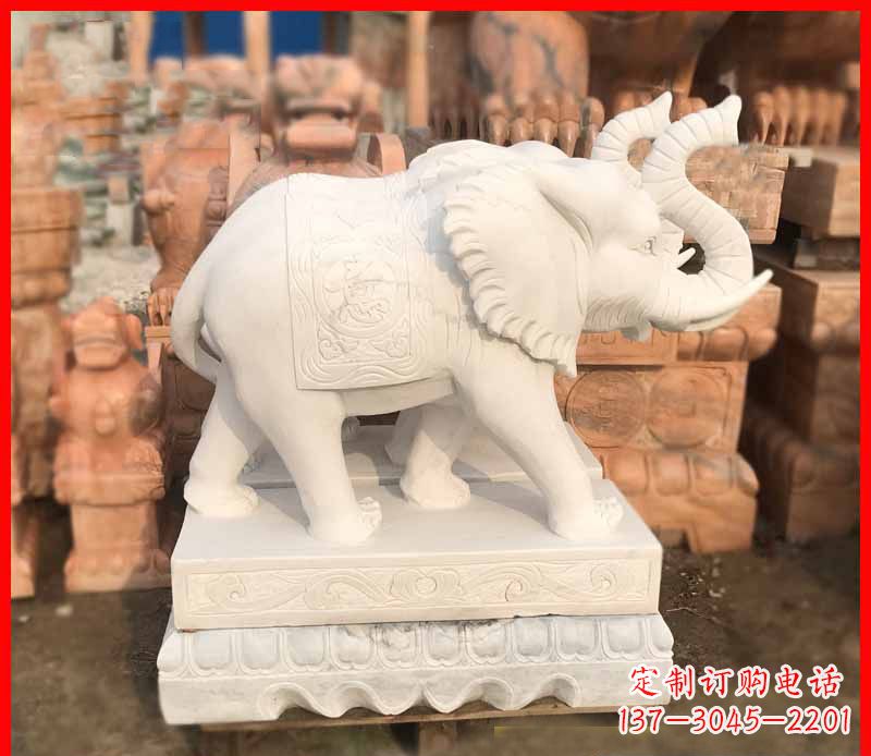 宁波汉白玉招财大象雕塑