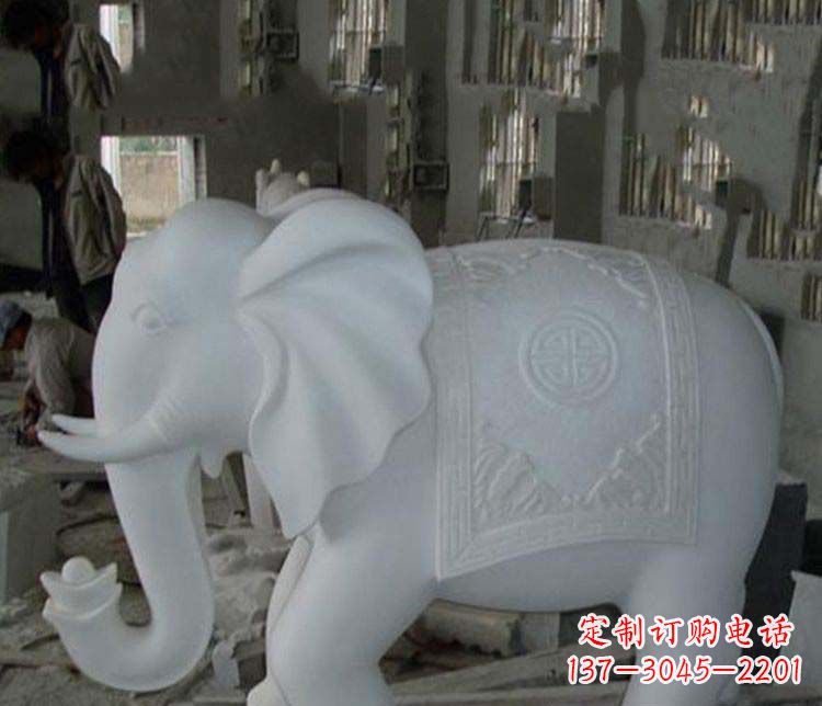 宁波汉白玉大象雕塑,带来好运