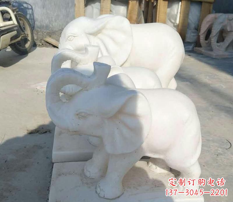 宁波高端汉白玉招财小象雕塑