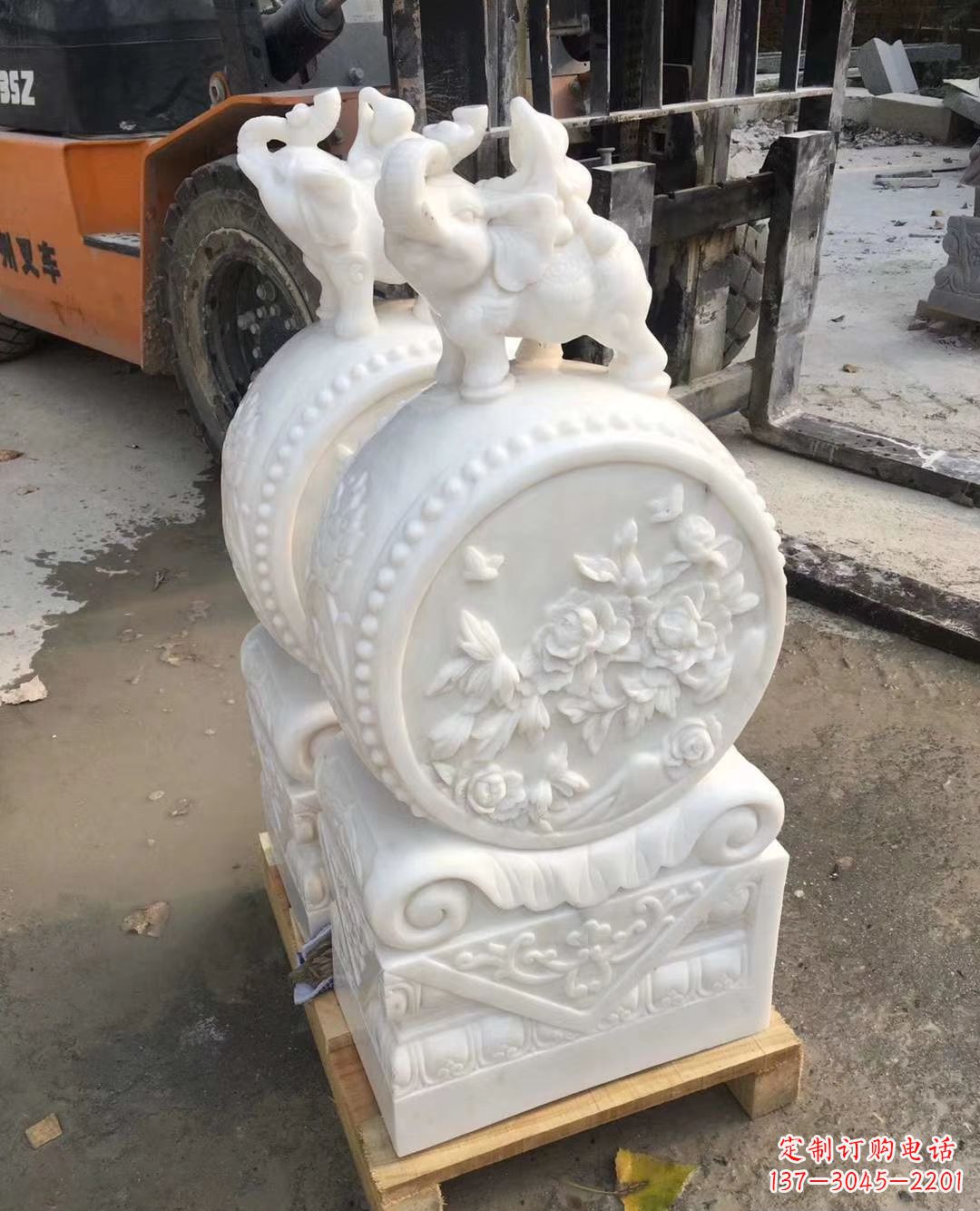 宁波精致小象招财石门墩,树立你的百年吉祥