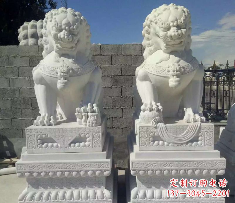 宁波汉白玉镇宅狮子石雕,完美贴近生活