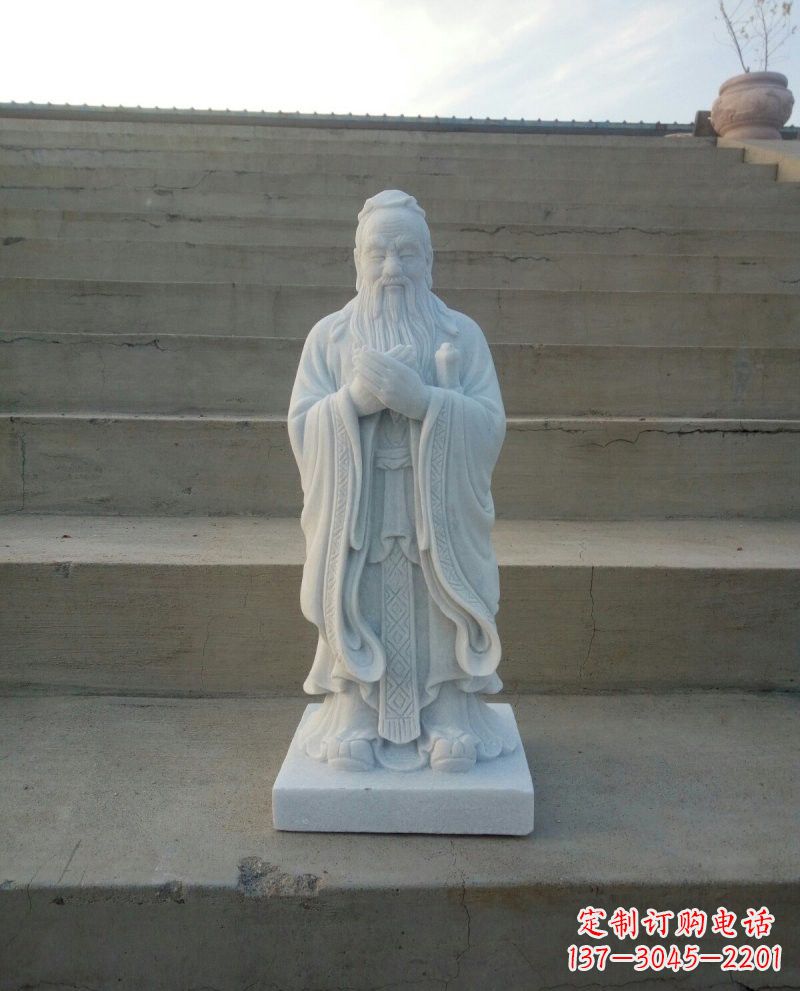 宁波汉白玉孔子石雕,雕刻传承千百年文明