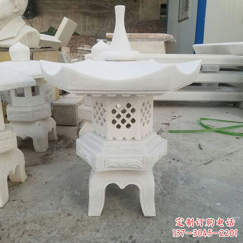 宁波汉白玉中式石雕灯笼
