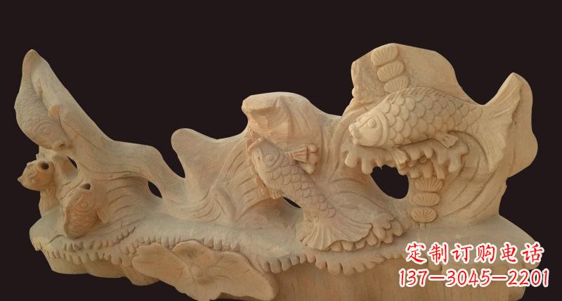宁波荷花鲤鱼石雕,精美绝伦