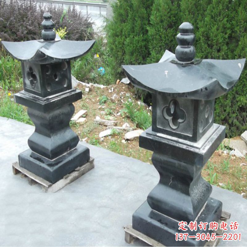 宁波黑曜石材质灯笼雕塑