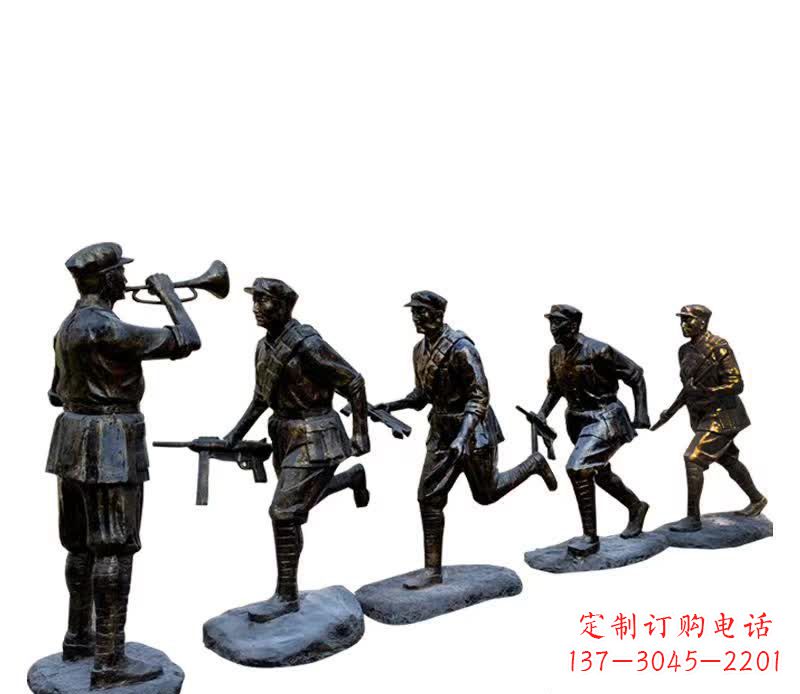 宁波红色文化主题红军铜雕塑