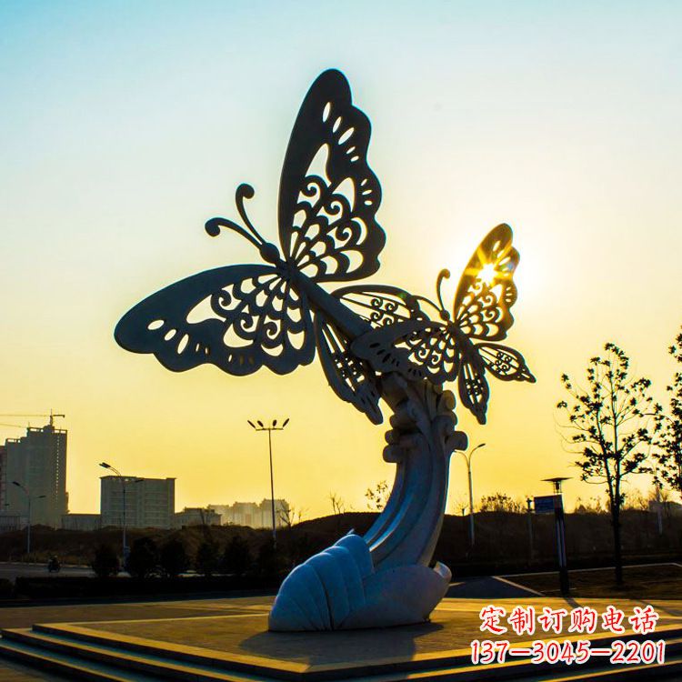 宁波户外不锈钢城市广场景观蝴蝶雕塑,公园金属昆虫装饰雕塑