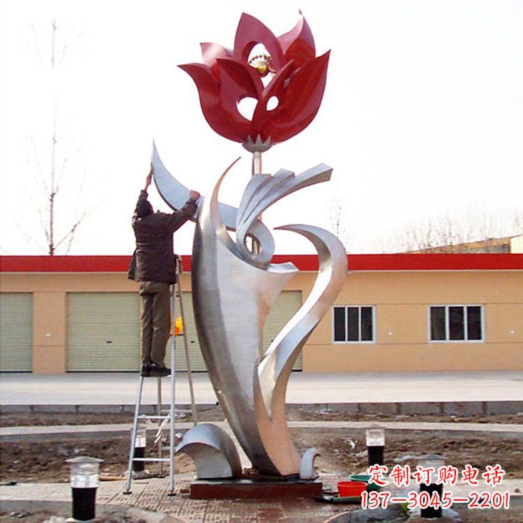 宁波高端定制玫瑰花不锈钢大型雕塑