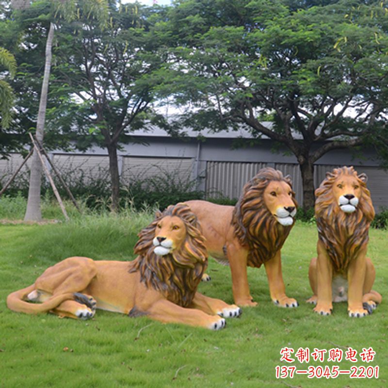宁波把公园里的斗勇气释放出来--领雕金刚户外仿真狮子雕塑