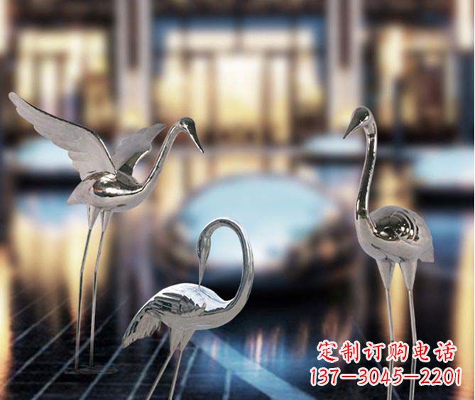 宁波户外镜面不锈钢仙鹤雕塑