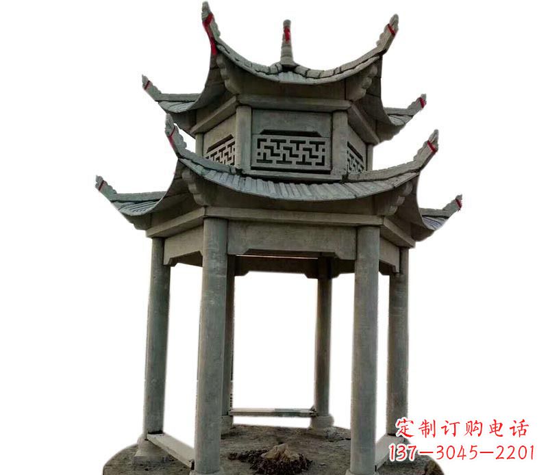 宁波户外双层六角凉亭石雕