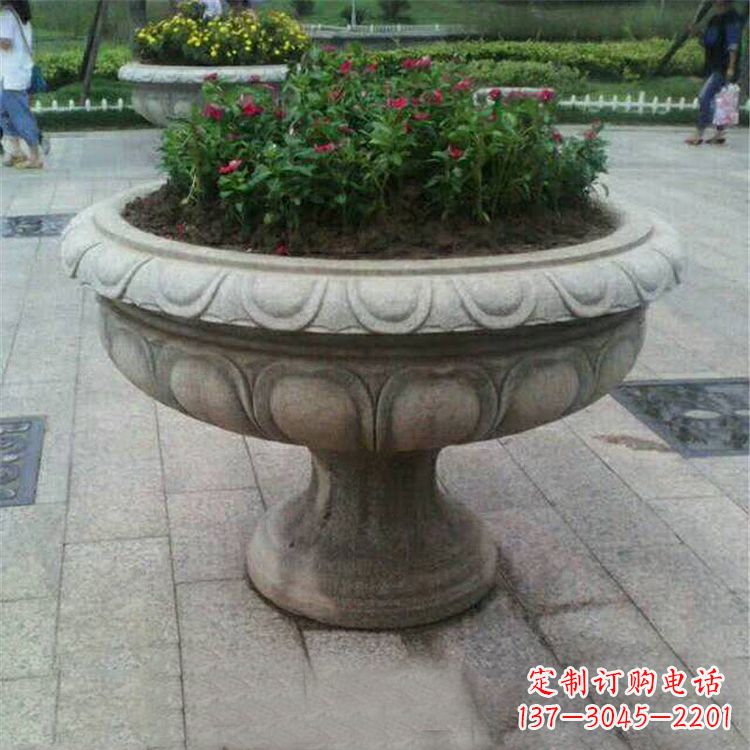 宁波中领雕塑:精美花岗岩公园石雕花盆