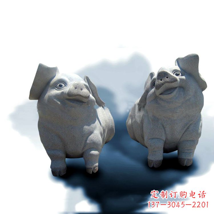 宁波花岗岩石雕猪-可爱的福猪生肖动物雕塑