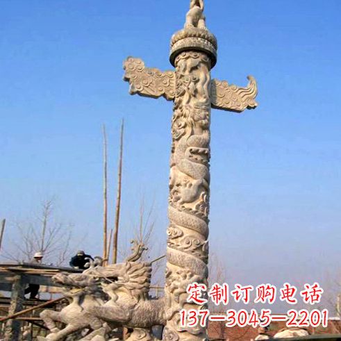 宁波象征古老华夏文化的华表柱子雕塑