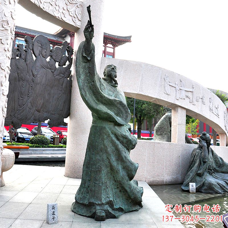宁波中领雕塑:仿古吴道子铜雕像