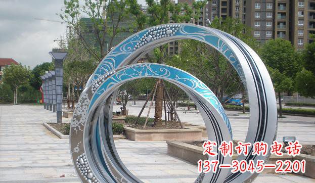 宁波铸造精良的不锈钢圆环雕塑