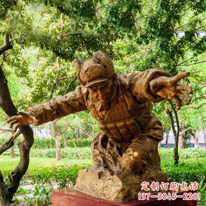 宁波黄继光铜雕半身像-公园名人著名抗战英雄人物雕像