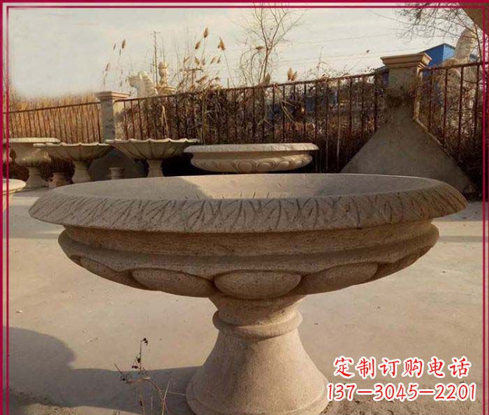 宁波黄锈石花盆雕塑，让花园更加美丽