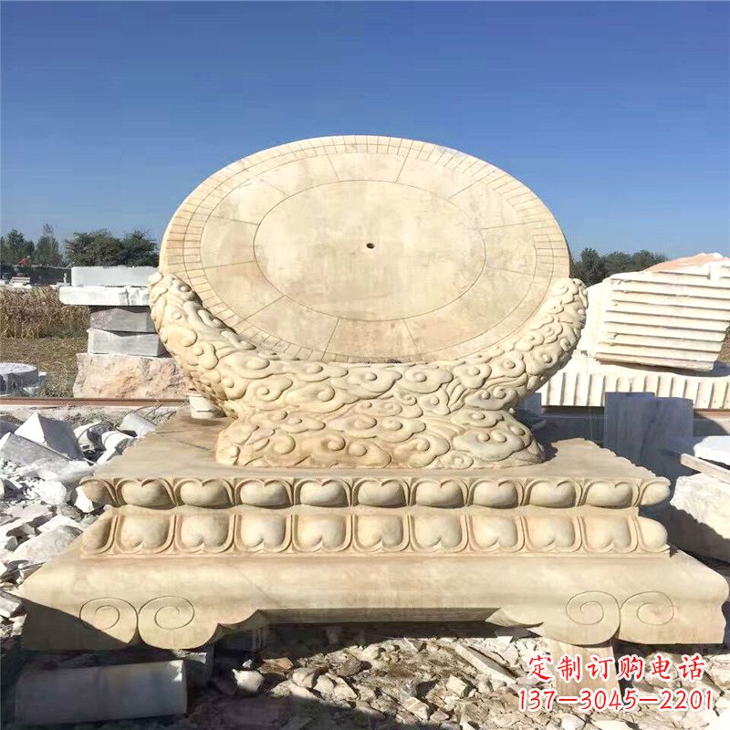 宁波优雅而古典的黄锈石日晷雕塑