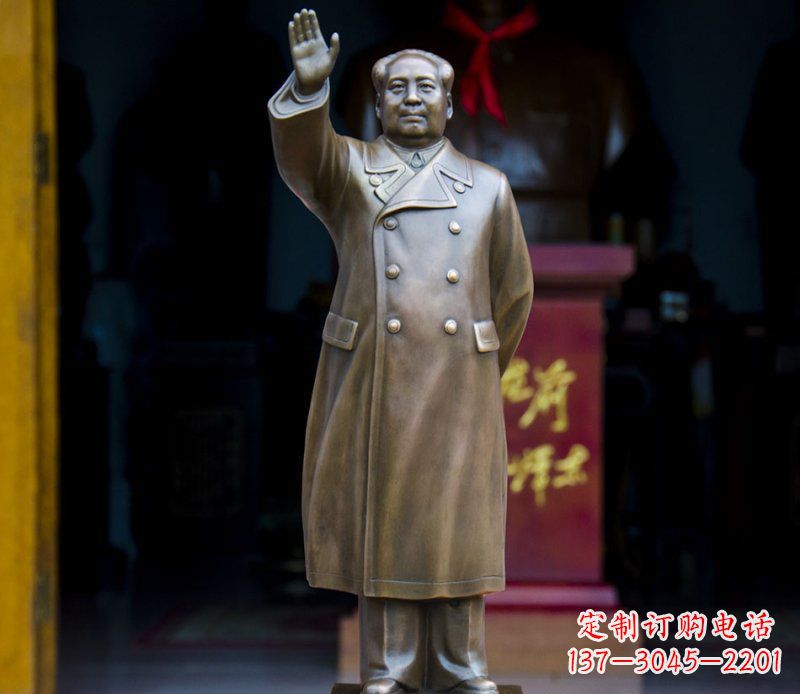 宁波挥手的主席广场铜雕景观雕塑