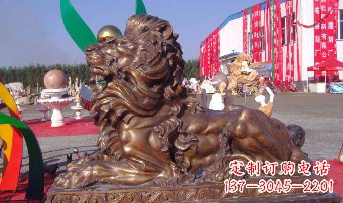 宁波汇丰西洋狮子铜雕,精美华贵