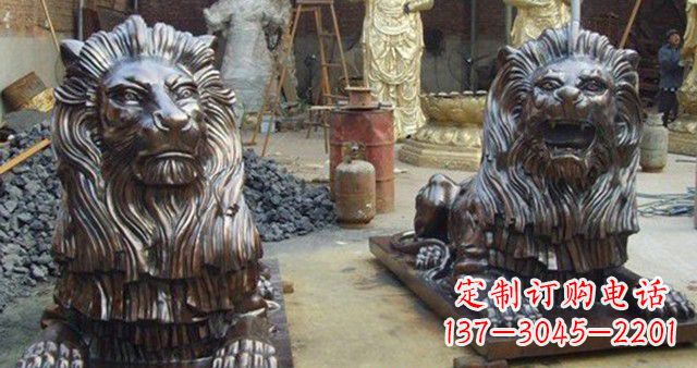 宁波汇丰铜狮子雕塑,令人叹为观止