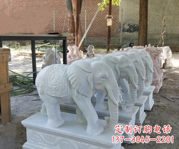 宁波吉祥如意汉白玉门口大象石雕 (3)