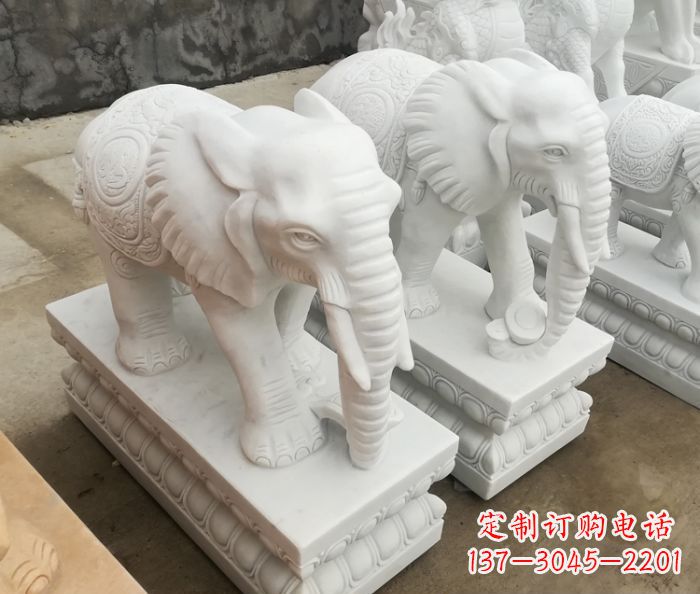 宁波吉祥如意汉白玉门口大象石雕 (2)