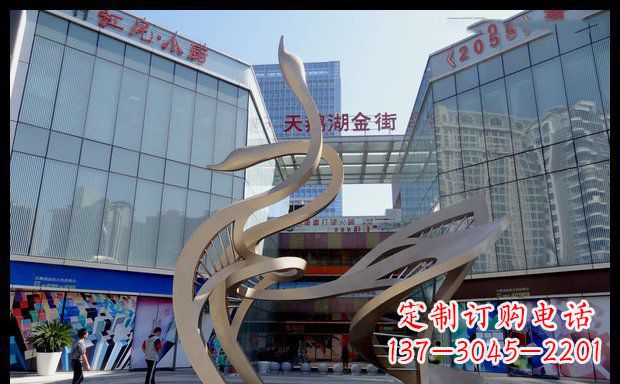 宁波高雅大气的不锈钢抽象天鹅雕塑