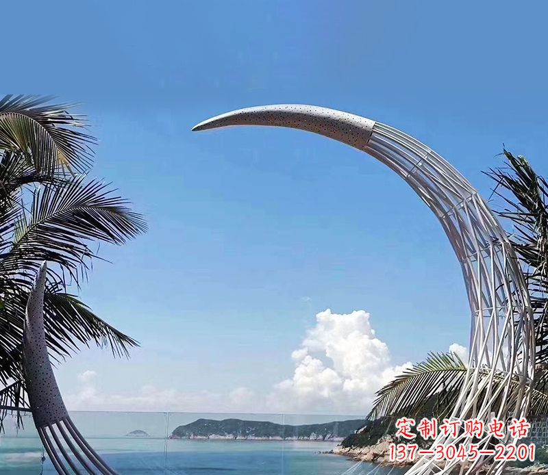 宁波无比耀眼的不锈钢月亮雕塑