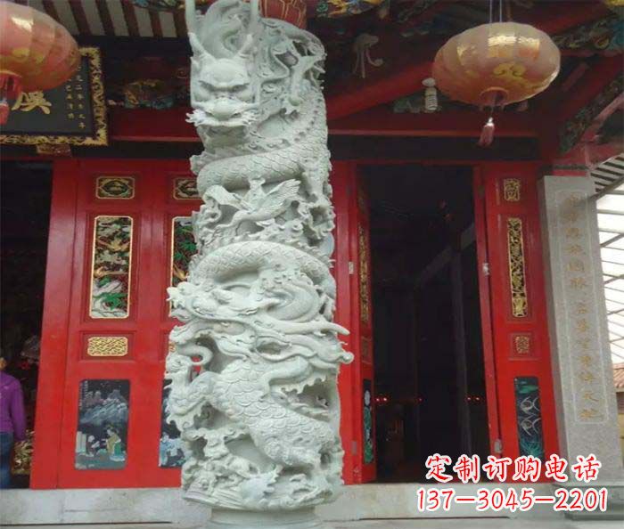 宁波精美的大理石龙柱雕塑