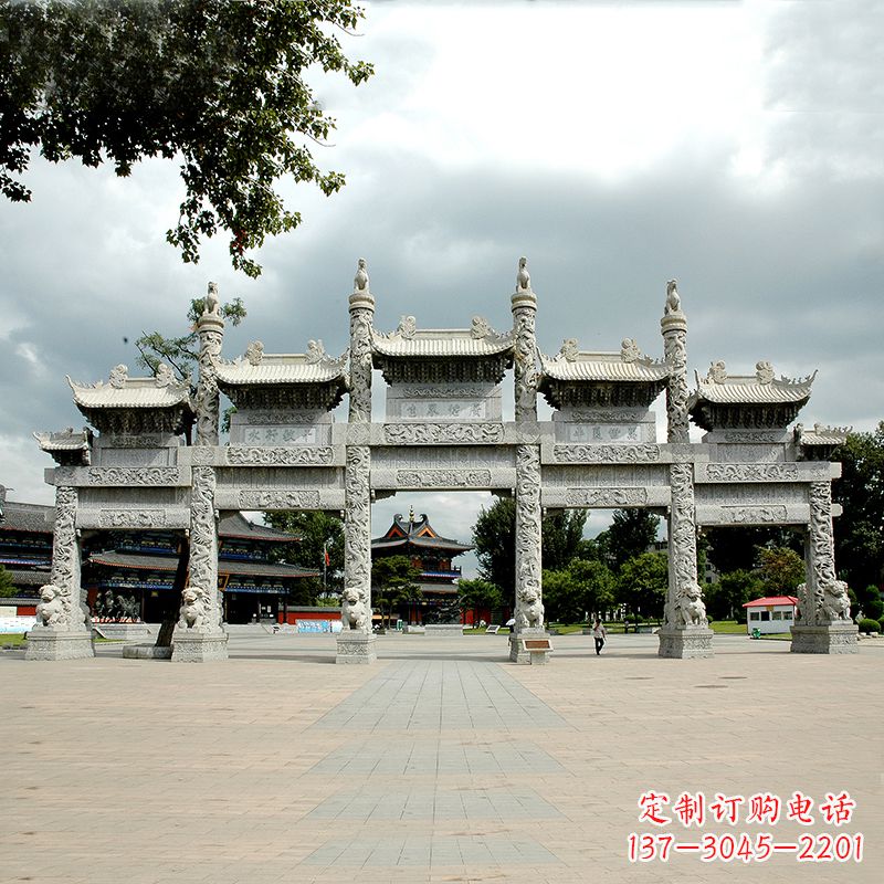 宁波精美五门石牌坊雕塑定制