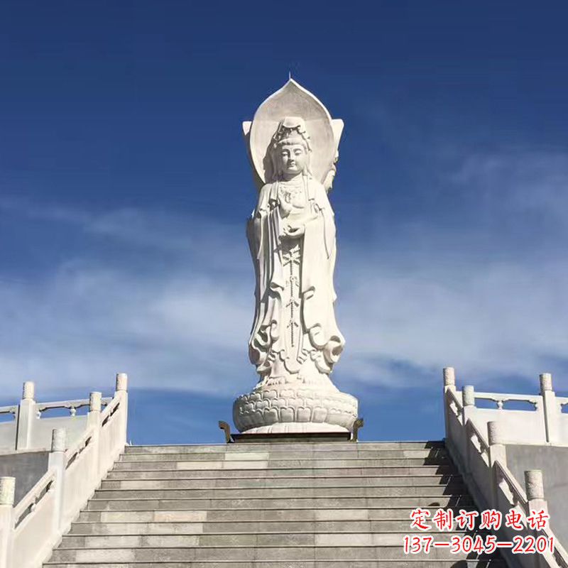宁波景区广场大型三面观音石雕景观雕塑