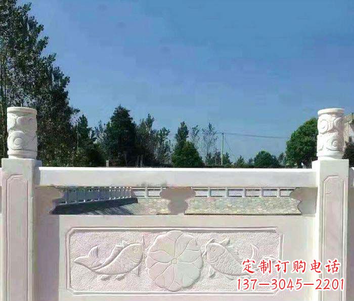 宁波景区汉白玉石浮雕栏板