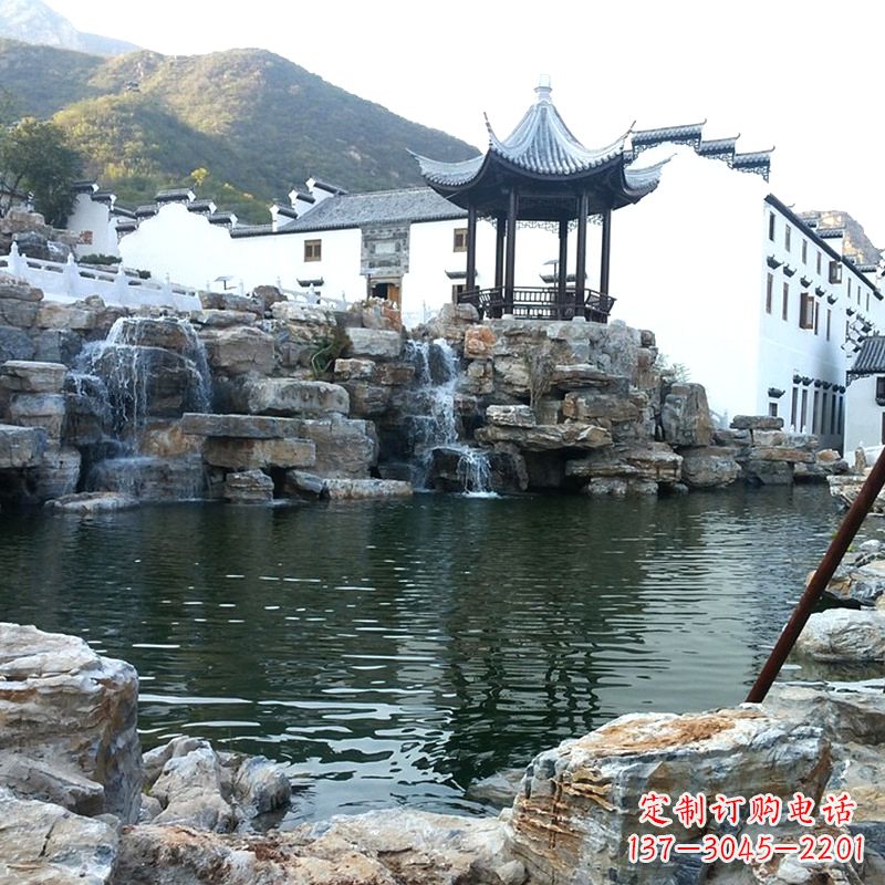 宁波景区景点水池水景奇石假山
