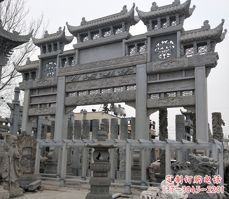 宁波京中领雕塑:牌坊石雕定制