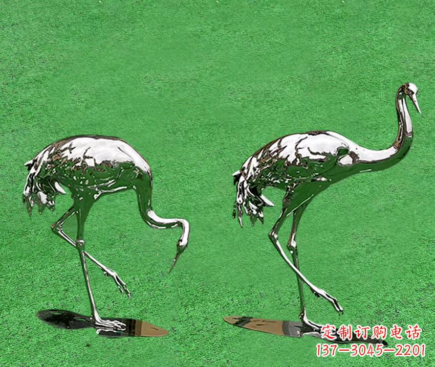 宁波镜面不锈钢动物鹤雕塑