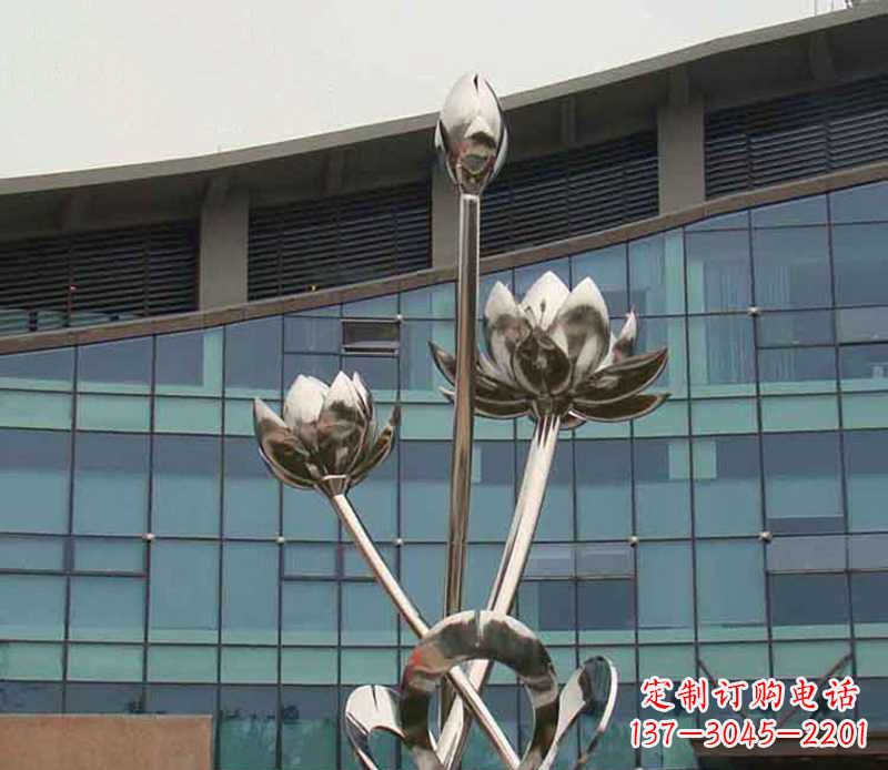 宁波优质镜面不锈钢荷花塑像