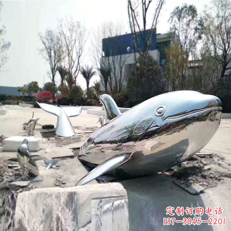 宁波奇特美观的镜面不锈钢鲸鱼雕塑