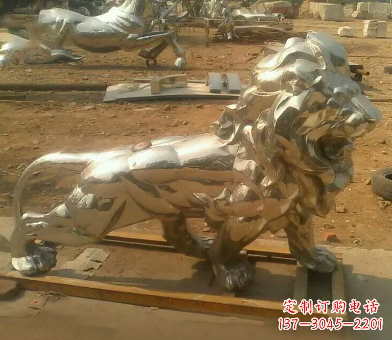 宁波一缕金光,精致的镜面不锈钢狮子雕塑