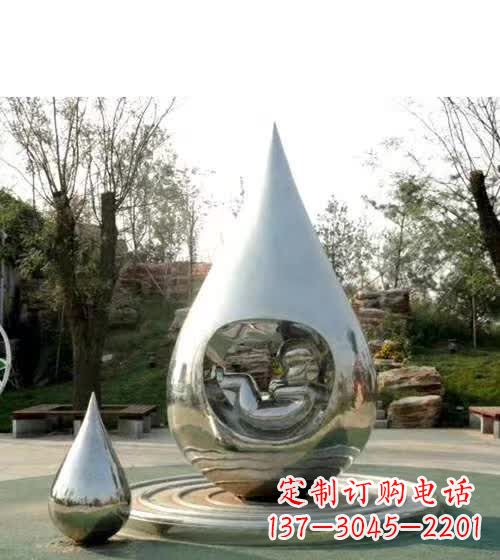 宁波镜面不锈钢水滴雕塑,精致灵动,描绘出美好生活