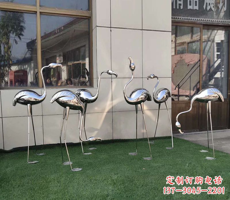 宁波优雅古典的镜面不锈钢仙鹤雕塑