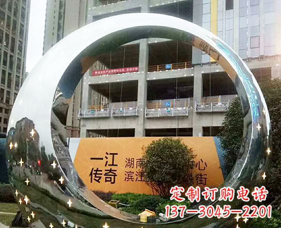 宁波让您的空间脱颖而出!时尚镜面不锈钢圆环景观雕塑