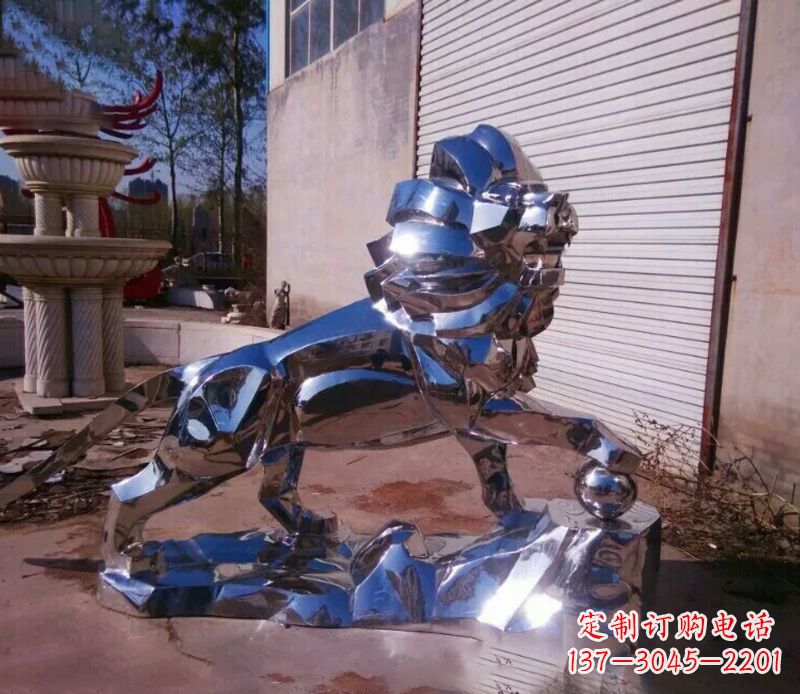 宁波中领雕塑推出的不锈钢狮子雕塑,极具艺术价…