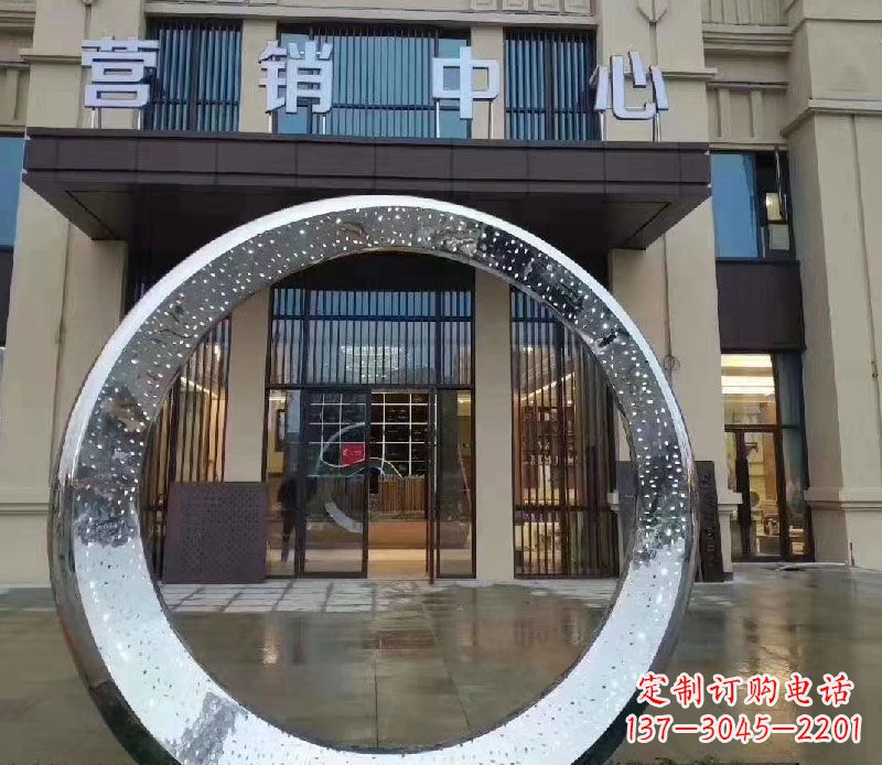 宁波镜面时尚圆环不锈钢雕塑