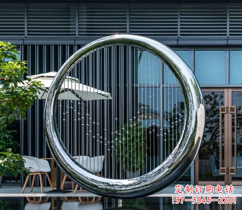宁波精美的镜面不锈钢圆环雕塑