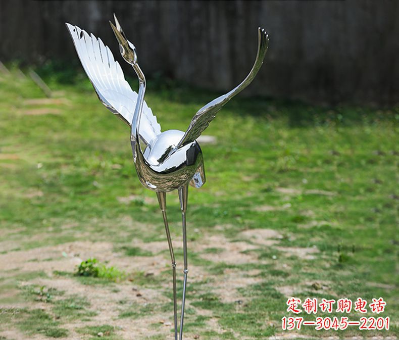 宁波酒店丹顶鹤展翅不锈钢雕塑112