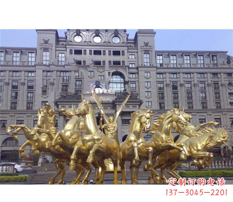 宁波酒店门口阿波罗战车景观铜雕